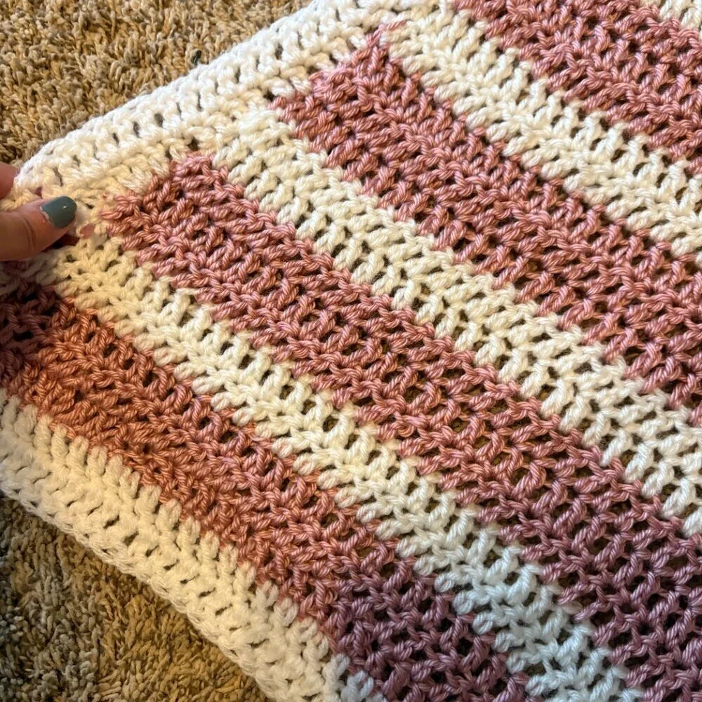 Handmade baby girl knitted baby blanket